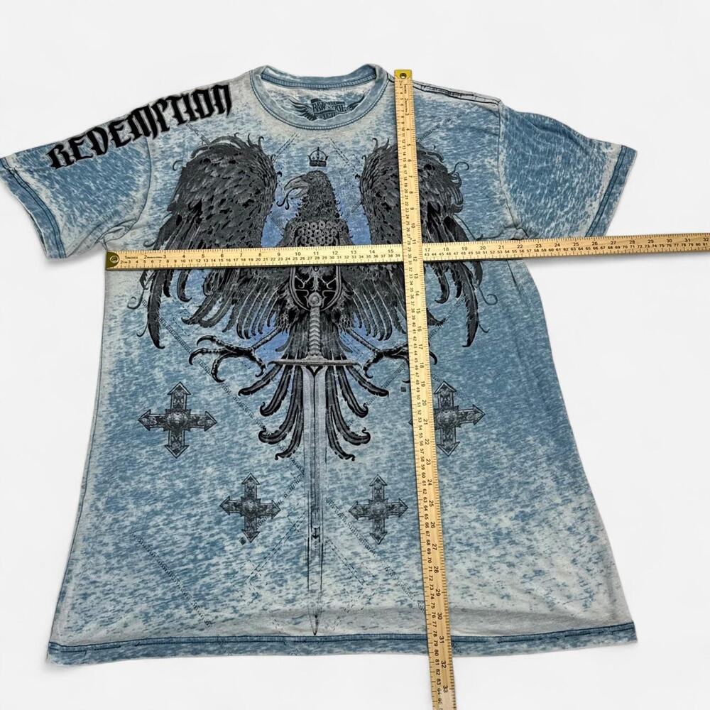 Raw State Premium Redemption Eagle Sword Cross Acid Wash Y2K T-Shirt XXL - Picture 7 of 7